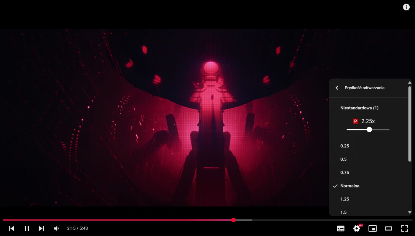 youtube wyższa prędkość odtwarzania
