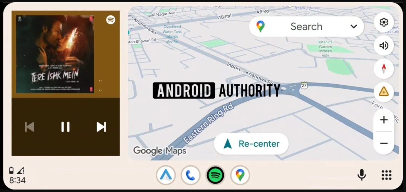 Przykładowe widżety w Android Auto