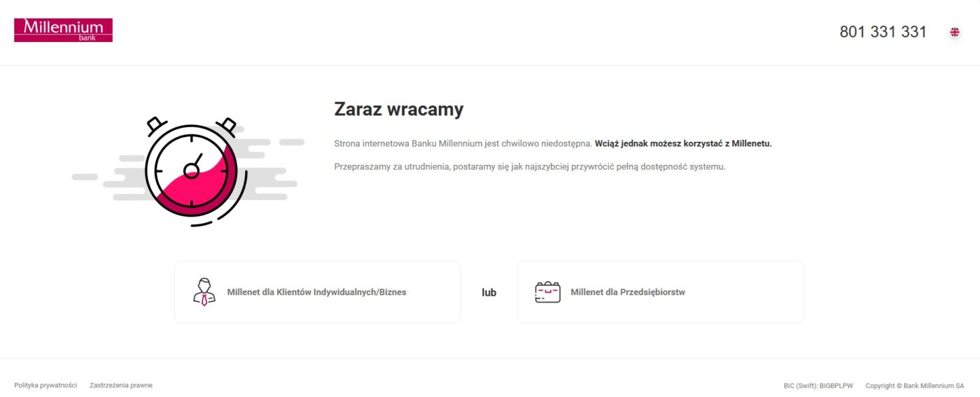 awaria w banku millennium 31 października 2025 roku źródło tabletowo.pl