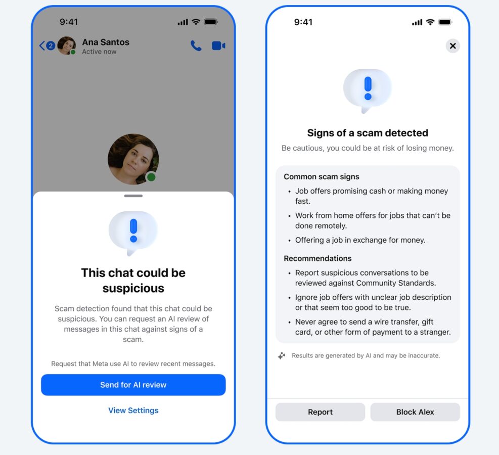 Facebook Messenger ostrzeżenia przed scamem