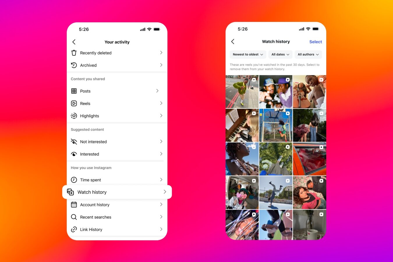 Instagram historia oglądania rolek