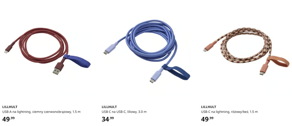 Kable, przewody USB Ikea Lillhult