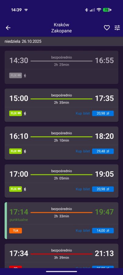 Koleo bilety FlixBus w aplikacji