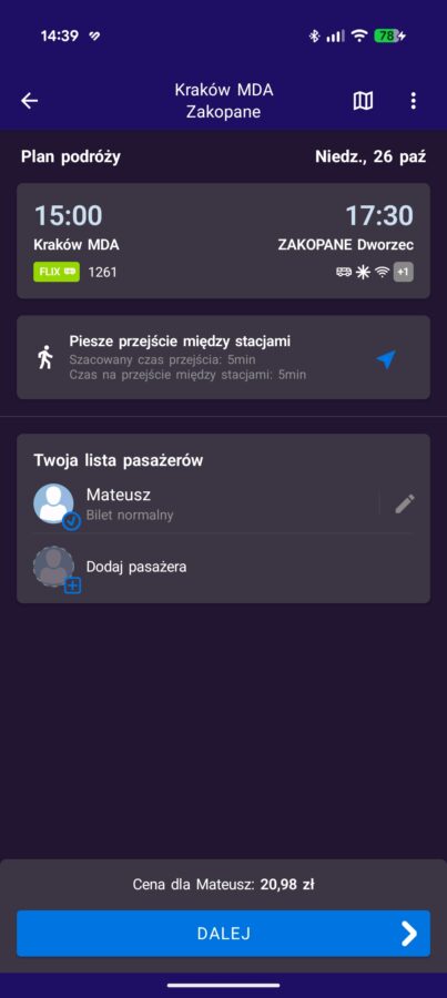 Koleo bilety FlixBus w aplikacji