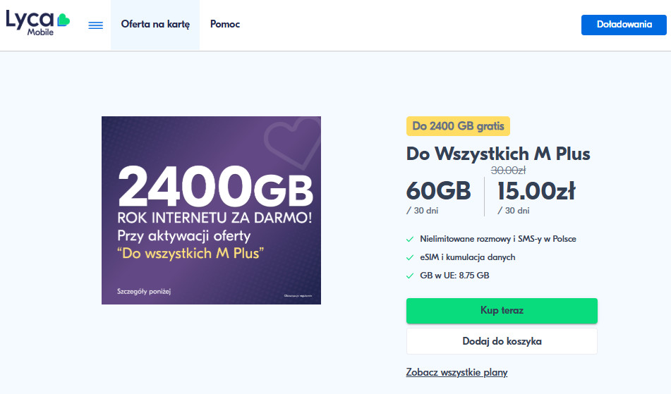 Lycamobile na kartę