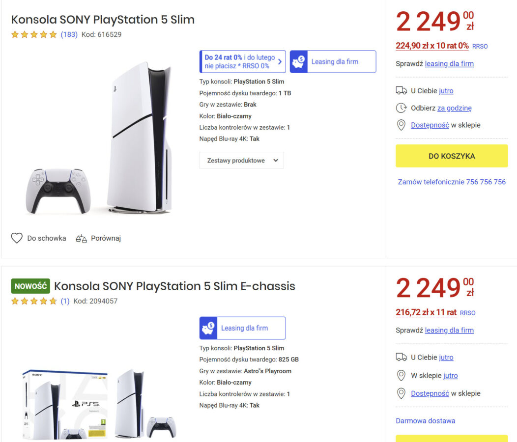 playstation 5 slim e-chassis cena październik 2025