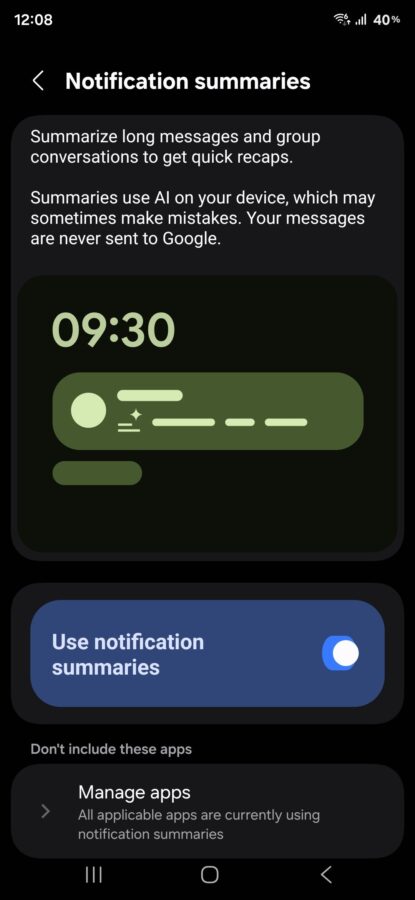 funkcja podsumowywania powiadomień w One UI 8.5