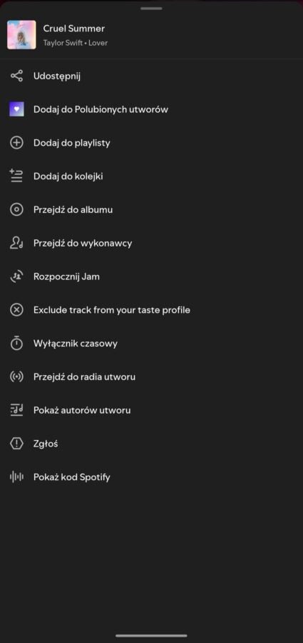 wykluczenie utworu w spotify