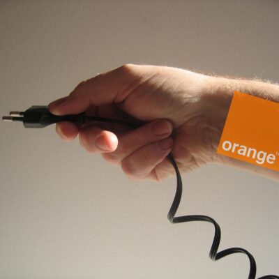 Orange, wtyczka, dłoń, operator, pomarańczowy