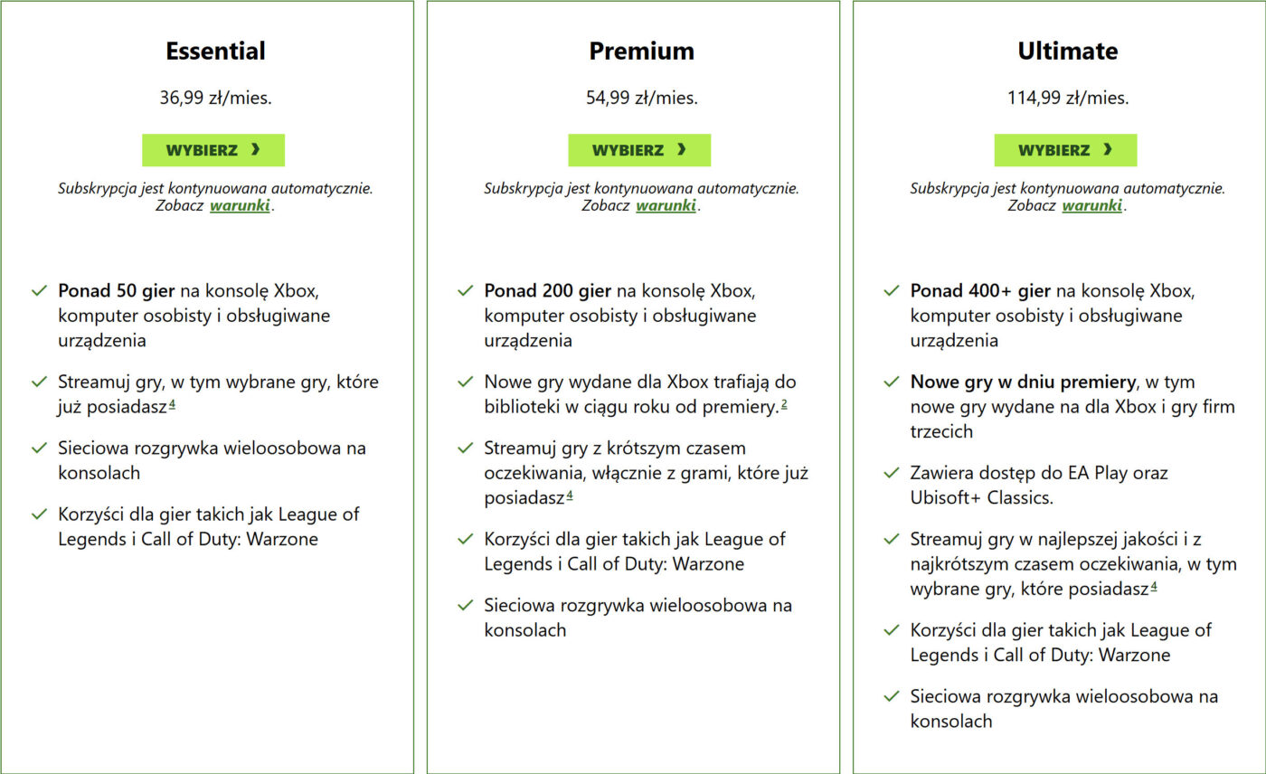 cennik xbox game pass październik 2025