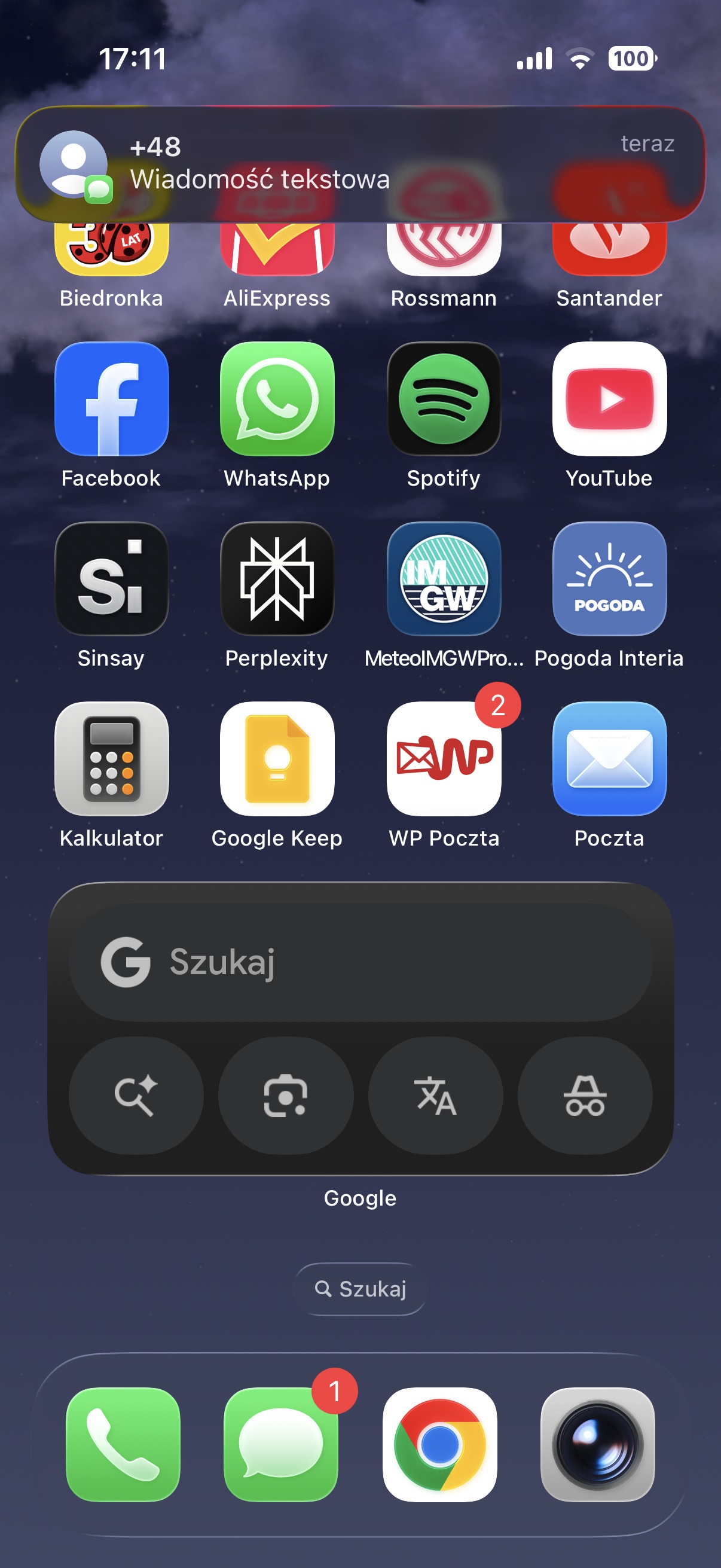 powiadomienie o nowej wiadomości SMS na iOS screen grzegorz dąbek tabletowo.pl