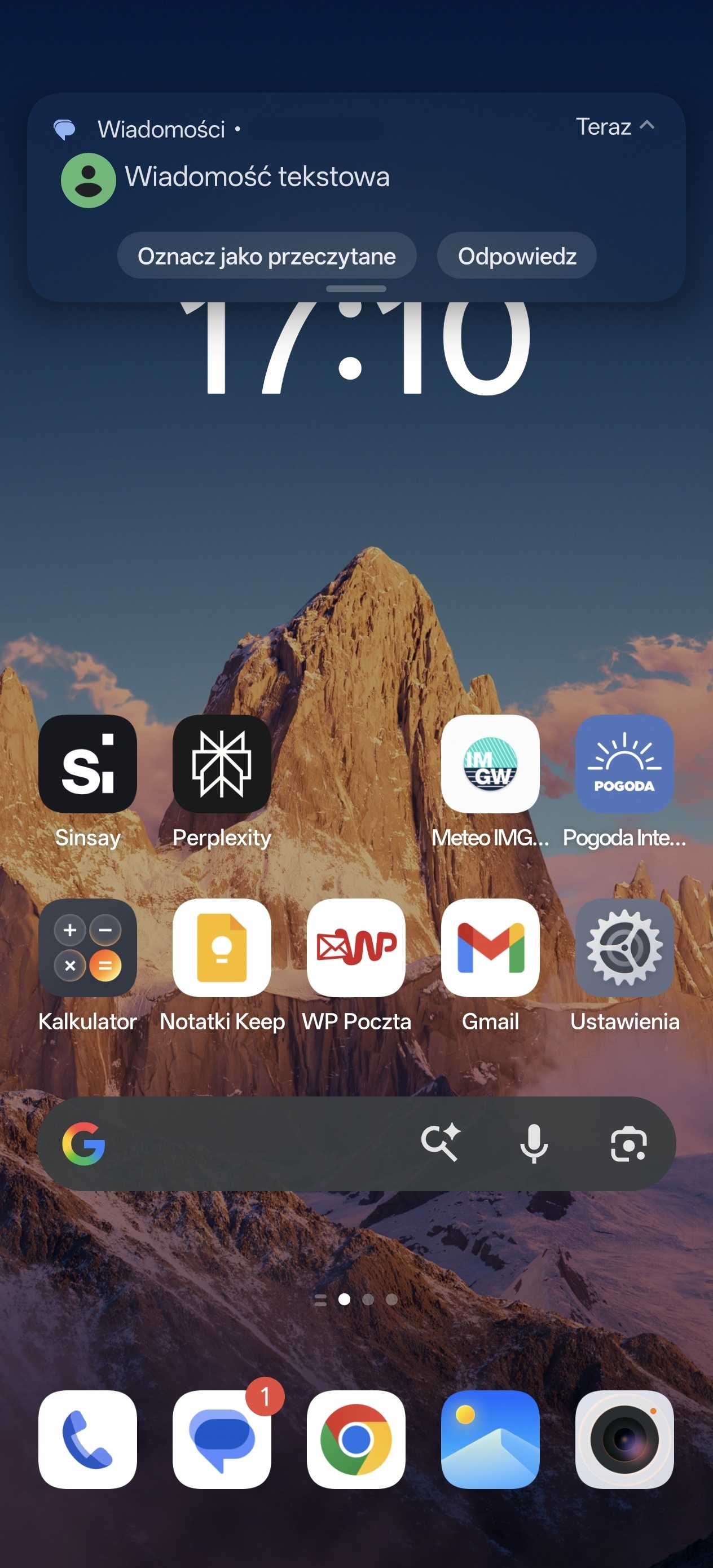 powiadomienie o nowej wiadomości SMS na Androidzie screen grzegorz dąbek tabletowo.pl