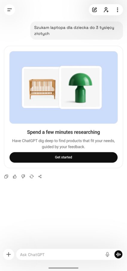 ChatGPT, przewodnik zakupowy, Analiza zakupów