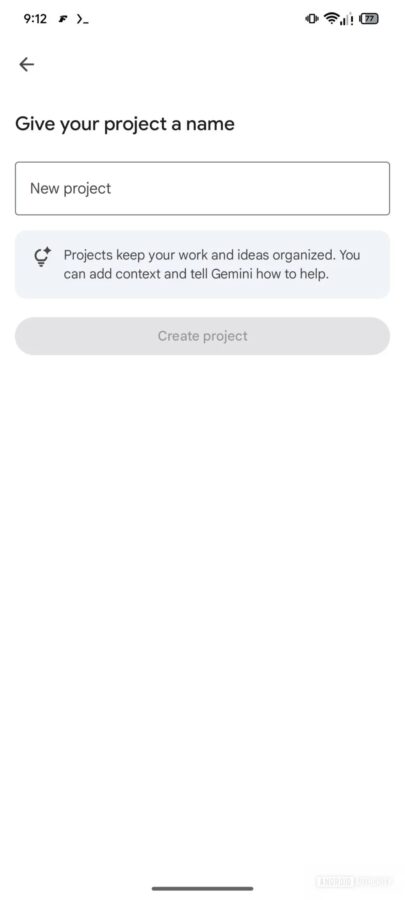 Google Gemini funkcja projekty