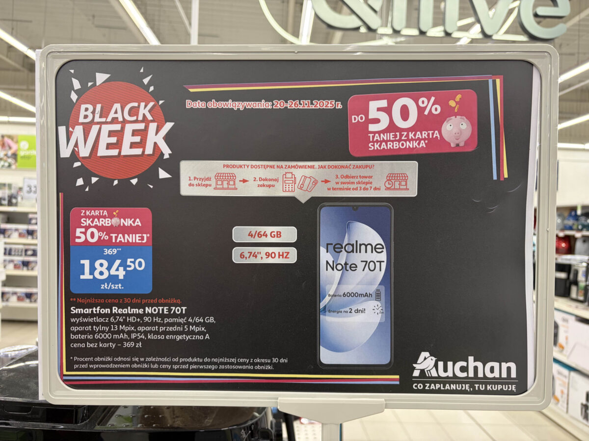 Promocja na smartfon Realme Note 70T w Auchan