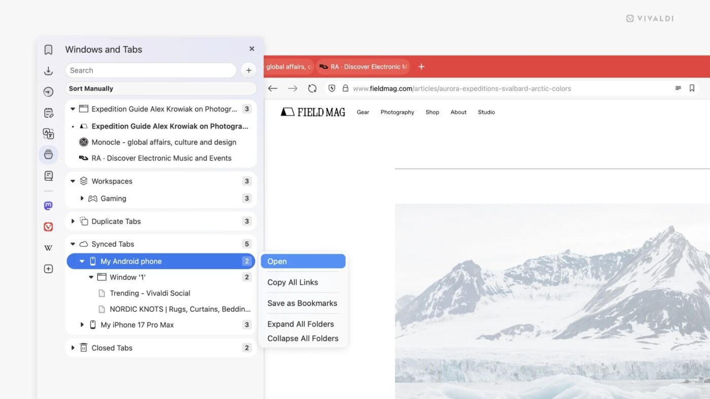 Vivaldi 7.7 desktop