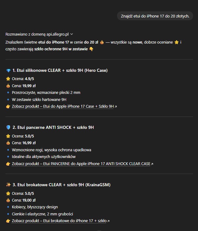 Asystent zakupowy Allegro w ChatGPT