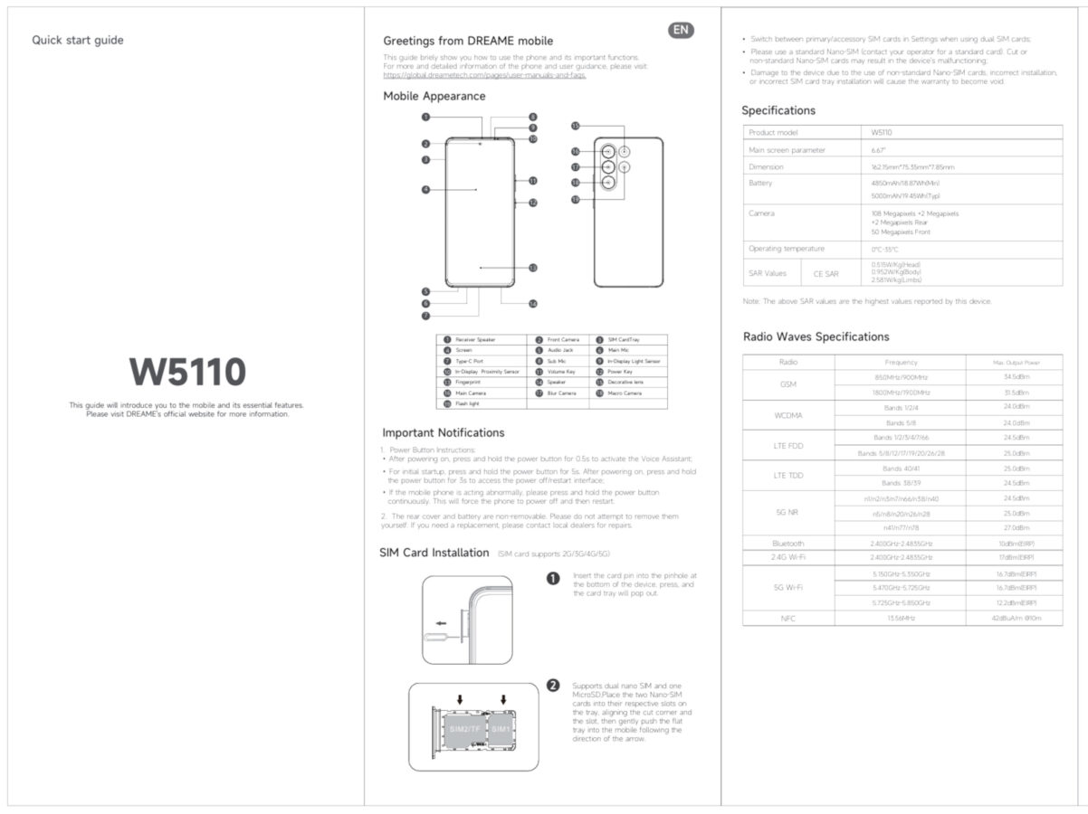 Dreame W5110 instrukcja obsługi