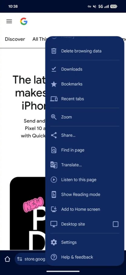 Google Chrome Android nowy tryb czytania