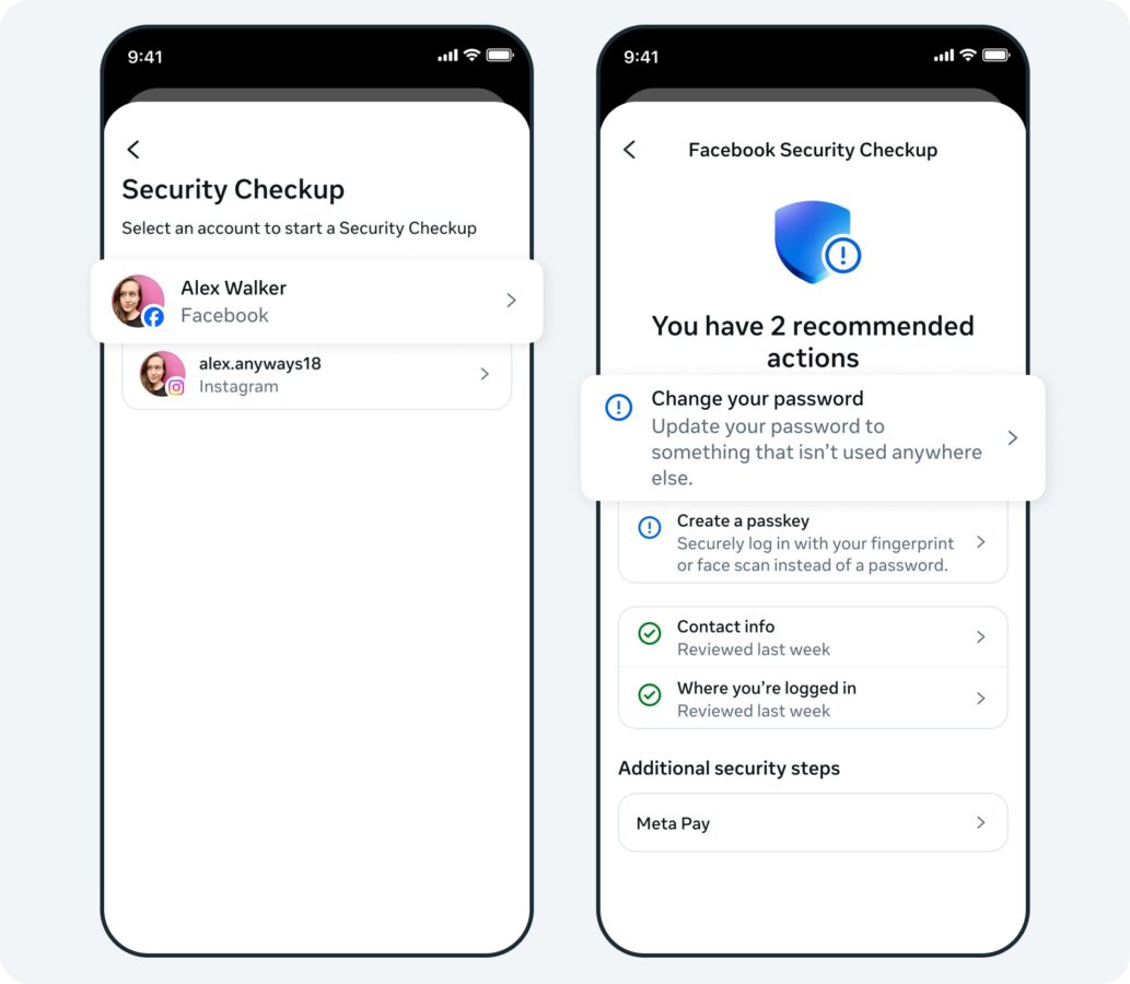 nowa kontrola bezpieczeństwa w centrum kont na facebooku