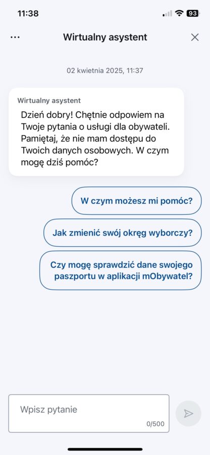 Wirtualny asystent AI w aplikacji mObywatel
