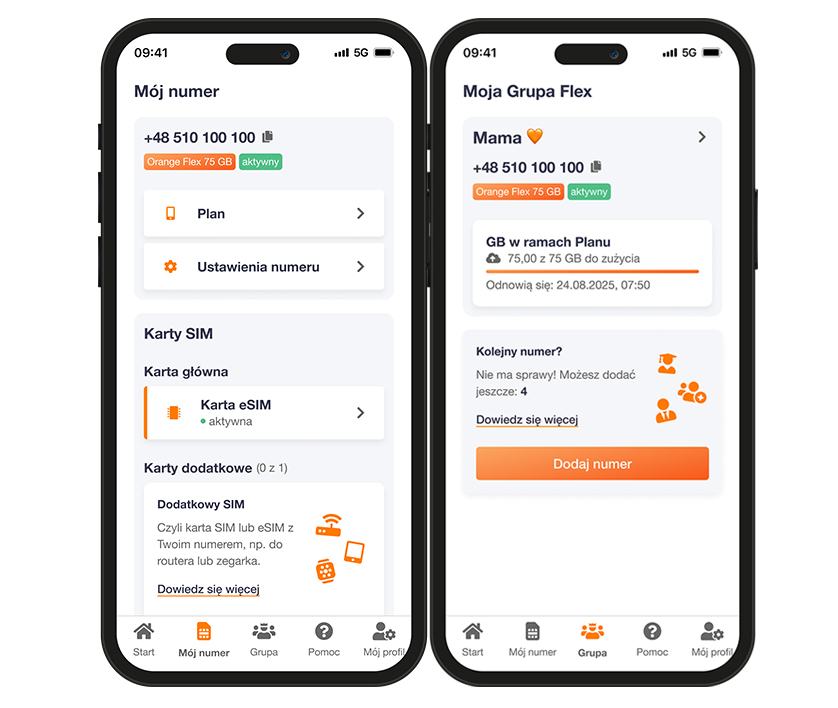 Orange Flex zarządzanie dodatkowymi numerami