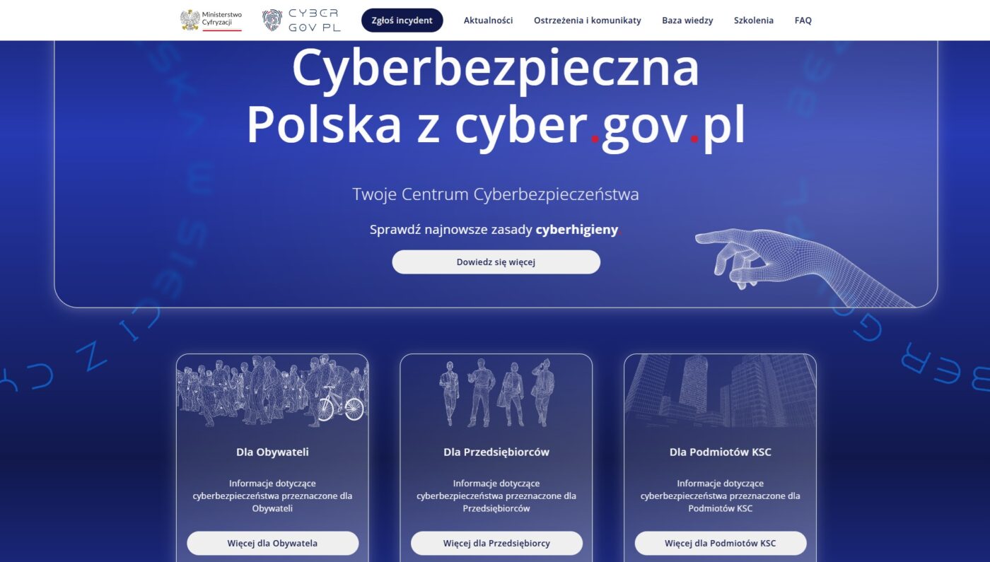 Strona główna platformy pod adresem cyber.gov.pl