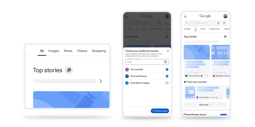 wyszukiwarka google pozwoli wybrać preferowane źródła