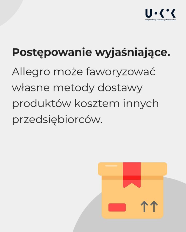 uokik w asyście policji przeszukał siedzibę Allegro w Poznaniu oraz biura w Warszawie, ponieważ podejrzewa faworyzowanie własnych metod dostawy i w związku z tym ograniczanie konkurencji