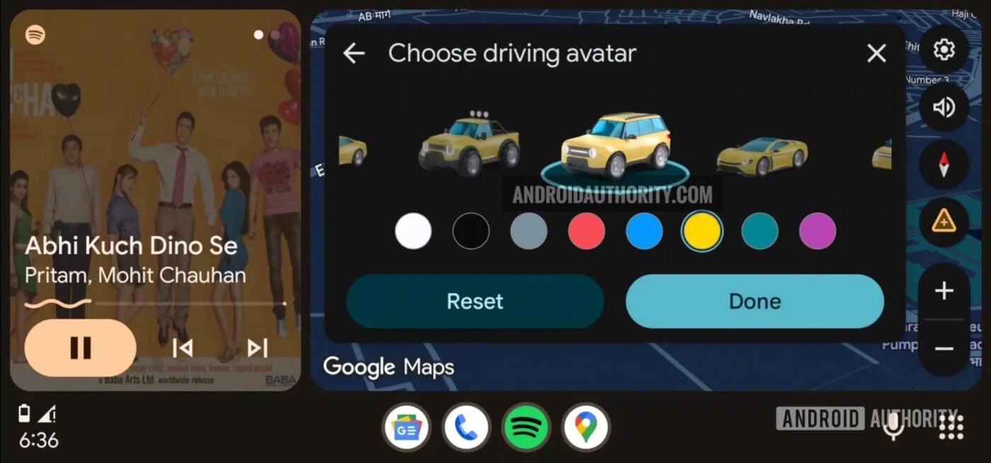 Android Auto Mapy Google wybór awatara