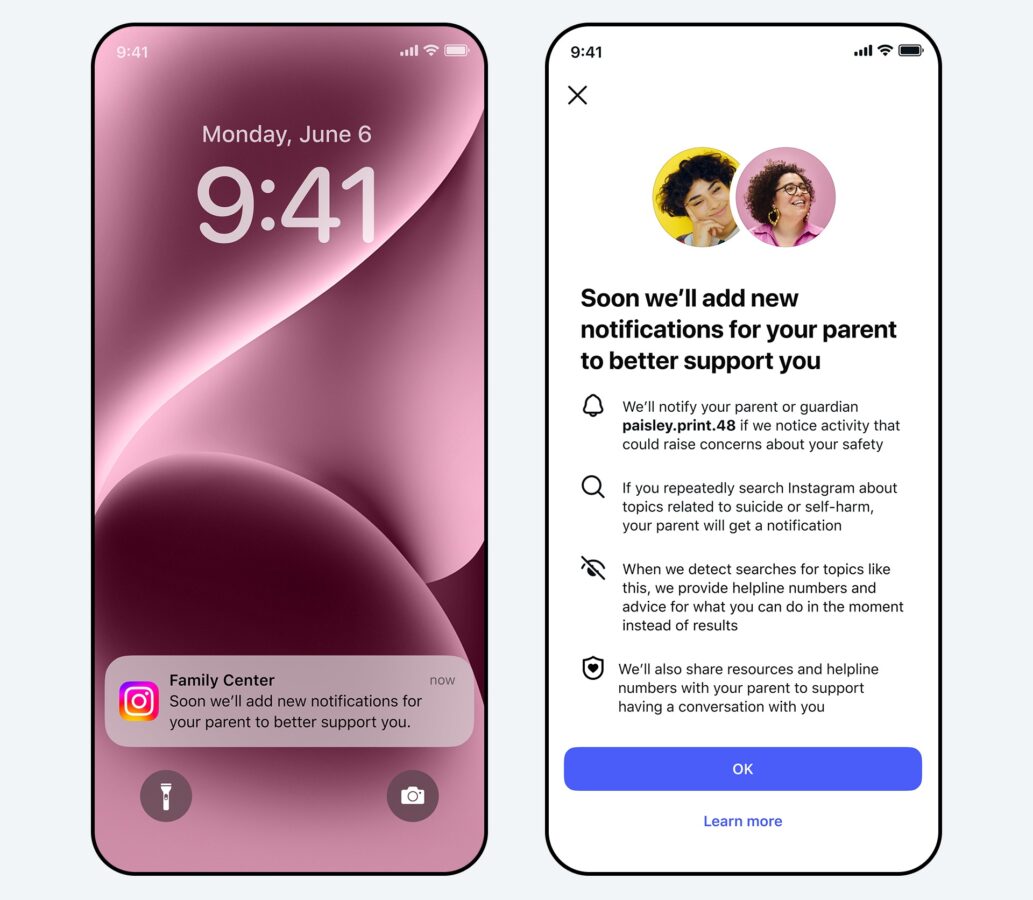 Instagram będzie wysyłał powiadomienie rodzicom, jeśli ich dziecko będzie często w krótkim czasie szukać treści związanych z samobójstwem lub samookaleczeniem