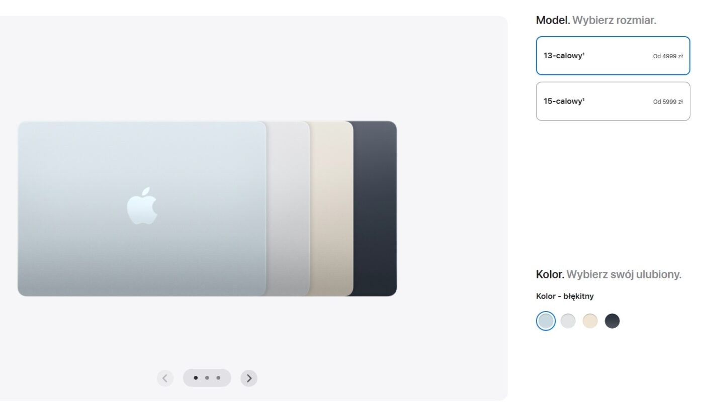 tak wygląda nowy proces kupowania komputera mac w sklepie internetowym apple