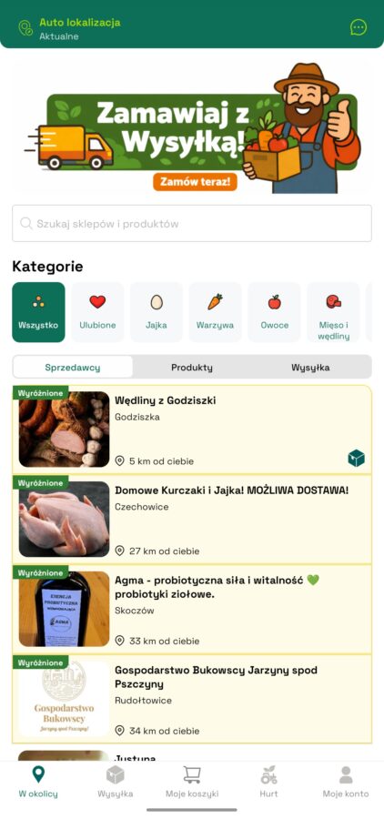 Aplikacja FoodFarmer, produkty od rolnika
