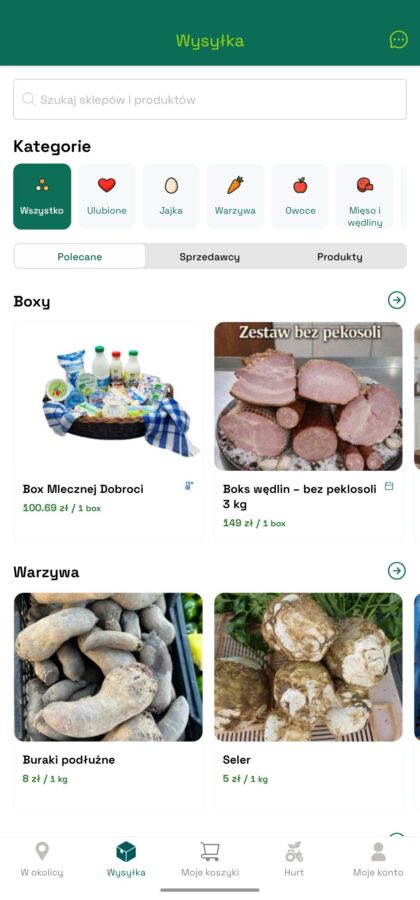 Aplikacja FoodFarmer, produkty od rolnika