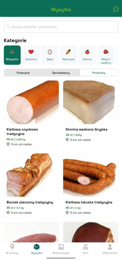 Aplikacja FoodFarmer, produkty od rolnika