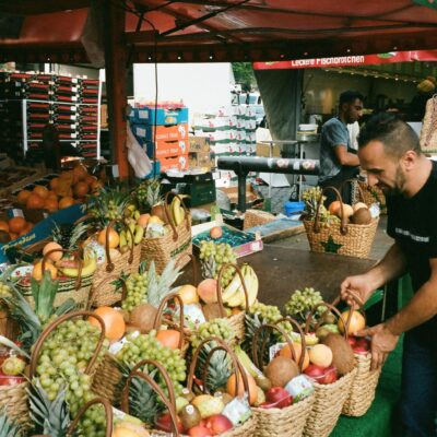 owoce, warzywa, targ, produkty od rolnika