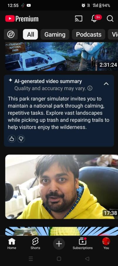 YouTube streszczenia AI