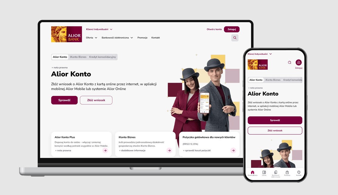 Bankowość elektroniczna, aplikacja, serwis internetowy, Alior Bank, strony logowania