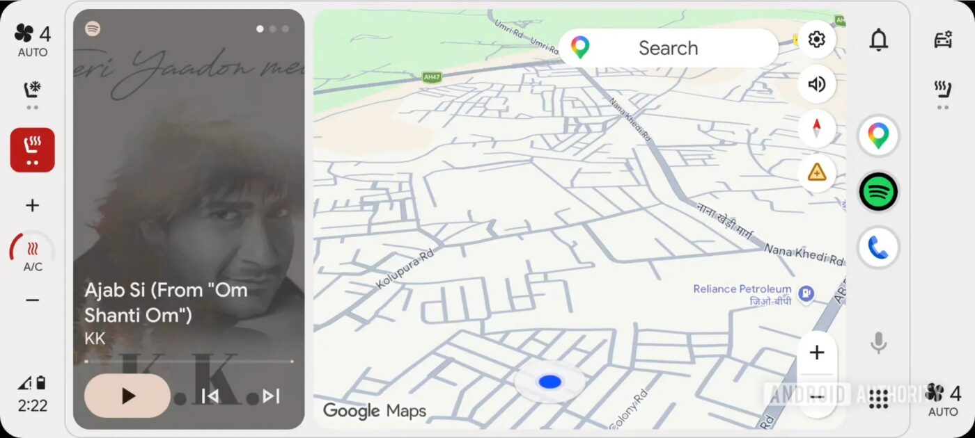 Android Auto sterowanie klimatyzacją nowszy interfejs