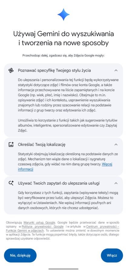 Zdjęcia Google, dostęp Gemini AI