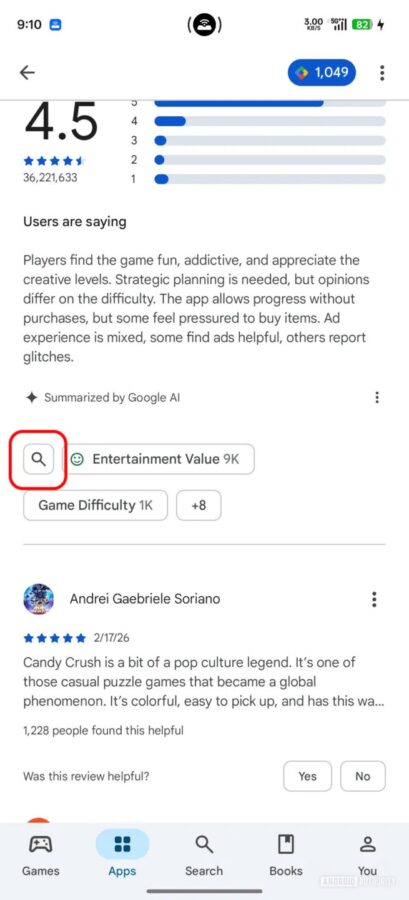 Google Play wyszukiwarka recenzji