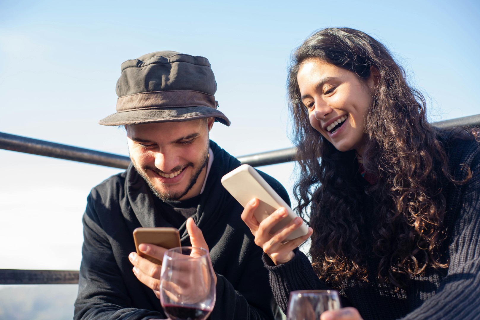 para, rodzina, smartfony