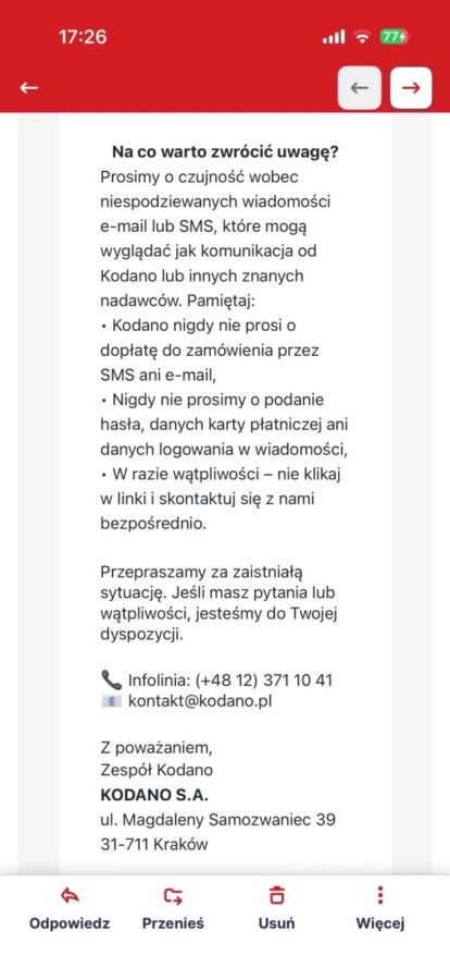 Sklep Kodano atak hakerski