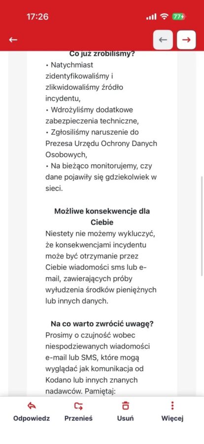 Sklep Kodano atak hakerski