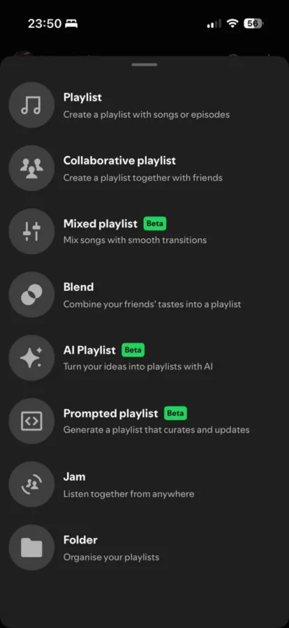 foldery w aplikacji mobilnej spotify