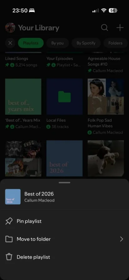 foldery w aplikacji mobilnej spotify