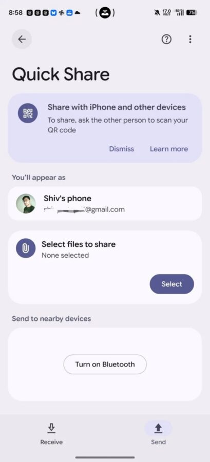 Android udostępnianie plików kod QR iPhone