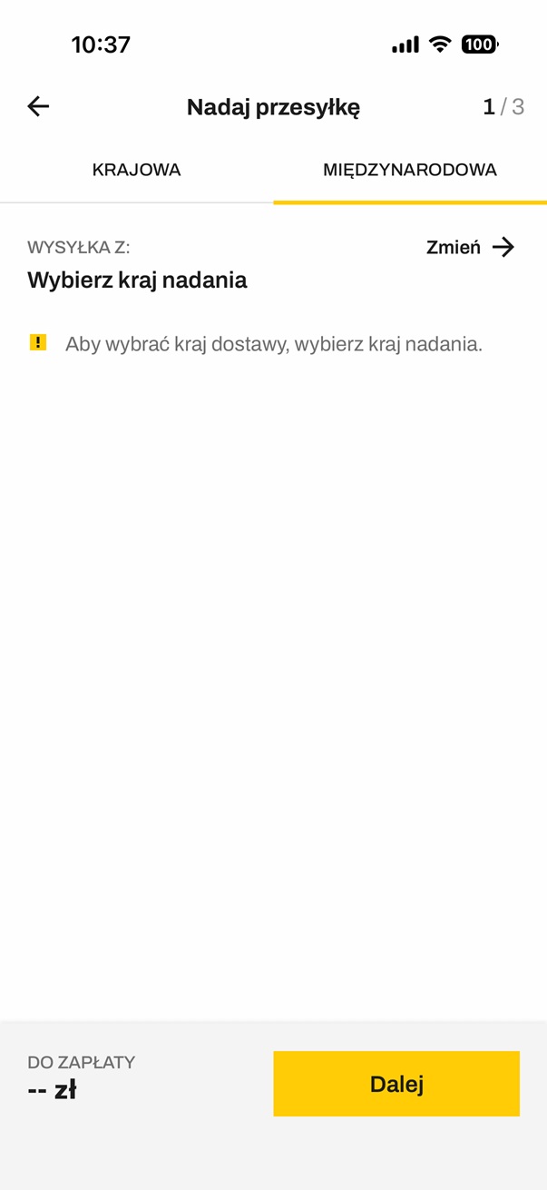 wysyłanie paczki przesyłki międzynarodowej w aplikacji InPost Mobile źródło tabletowo.pl