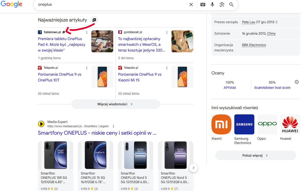 preferowane źródła w wyszukiwarce Google