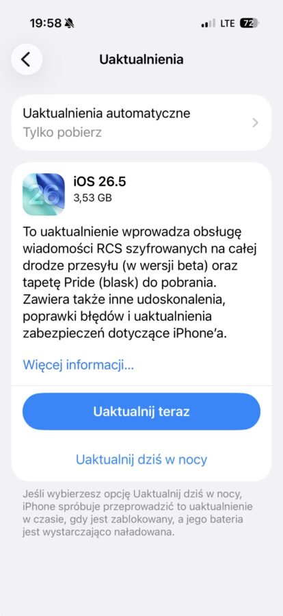 iOS 26.5 aktualizacja lista zmian